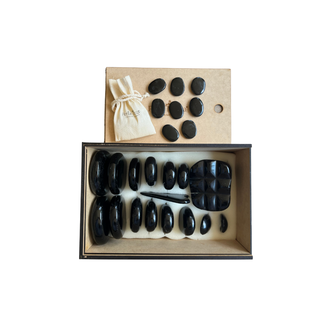 Piedras de obsidiana para masaje completo en blanco